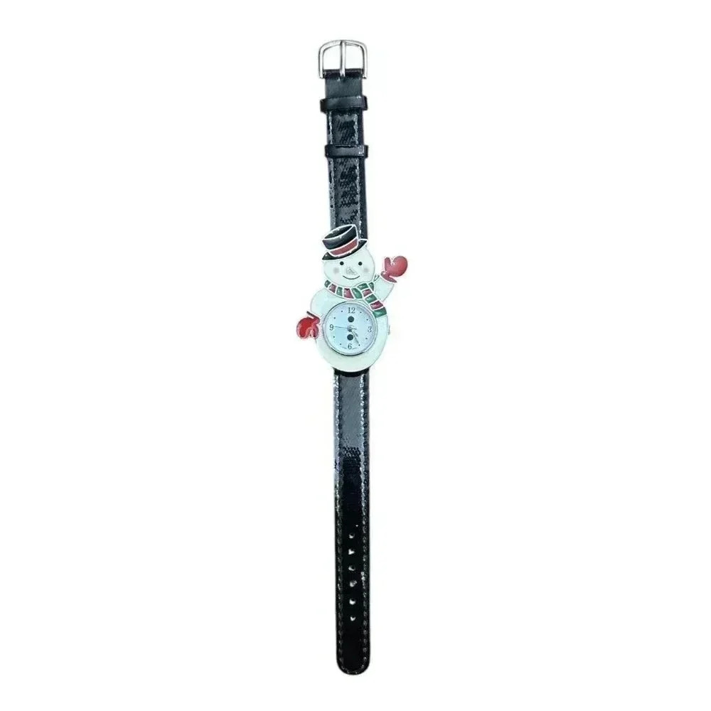Kim Rogers Women’s Christmas Watch Snowman Face Black Band Silver Holiday